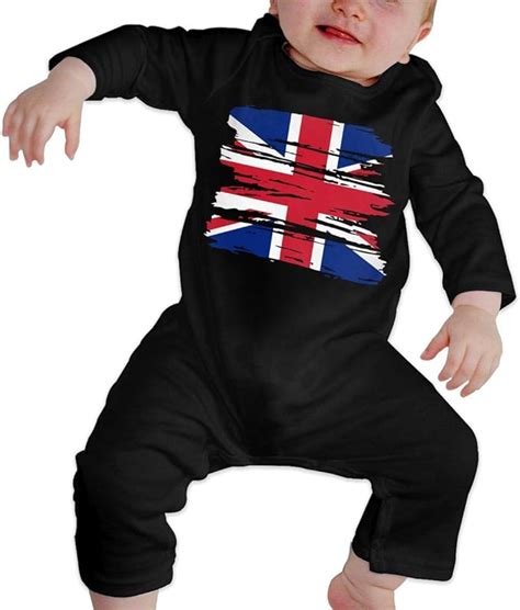 sdlzijfghbc winter baby onesies grunge british flag newborn baby long sleeve romper jumpsuit