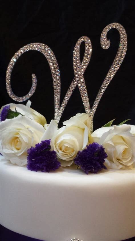 5 Inch Tall Monogram Wedding Cake Topper Elegant Fontscrystal