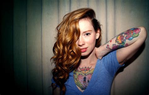 wallpaper girl woman smile model tattoo redhead tattoos hattie