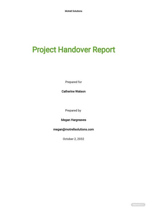 project handover report template   word apple pages