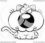 Mad Kitten Clipart Cartoon Coloring Outlined Vector Thoman Cory Royalty sketch template