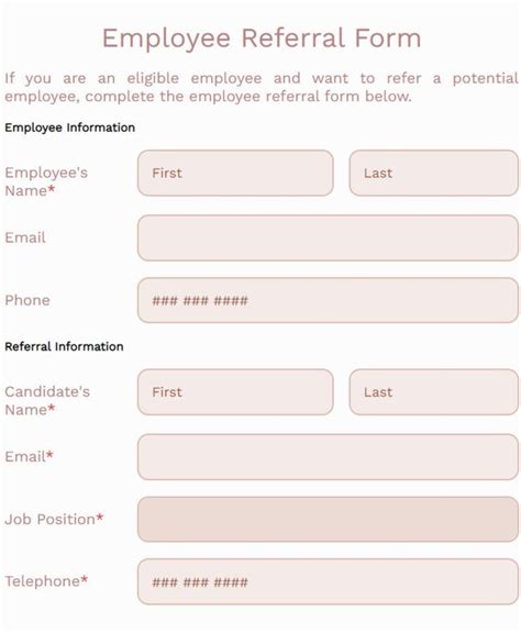 employee referral form template formbuilder