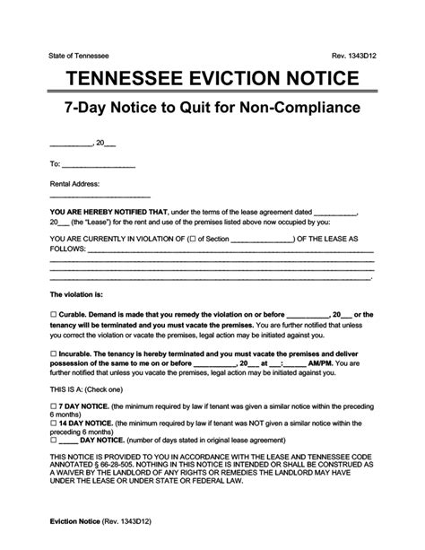printable tennessee eviction notice printable world holiday