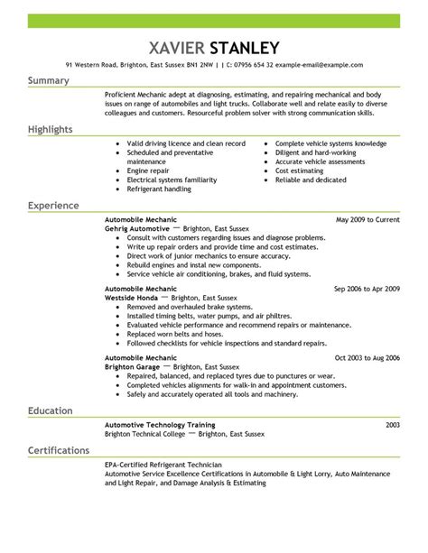 automobile mechanic cv maker car mechanic resume guide  resume