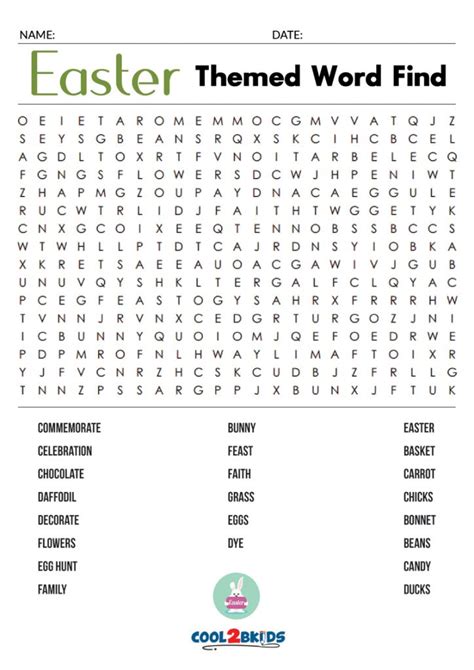 printable easter word search coolbkids