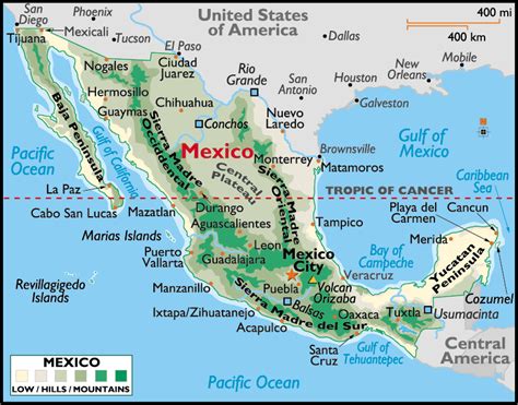 mexico map  cities geography map  mexico regional political geography topographic