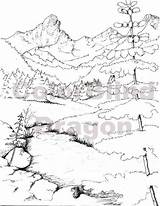 Coloring Wilderness Pages Mountains Mountain Getcolorings sketch template