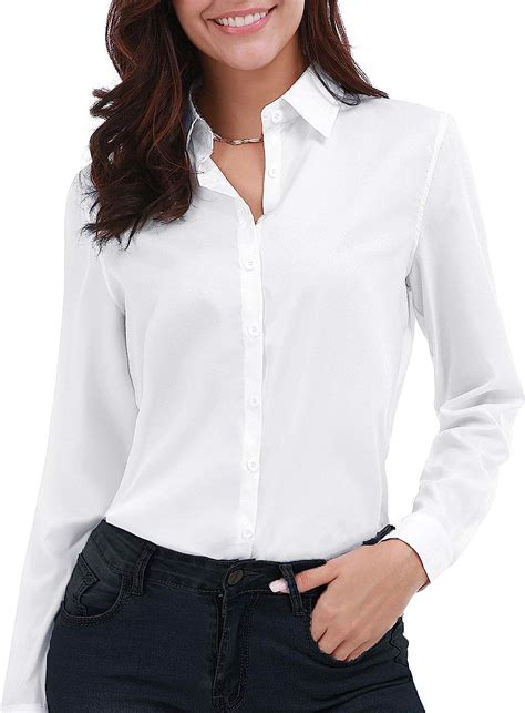 Buy Gemolly Women S Basic Button Down Shirts Long Sleeve Plus Size