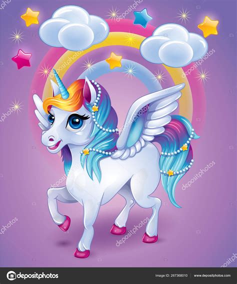 cute rainbow unicorn  rainbow backgroundcartoon vector character