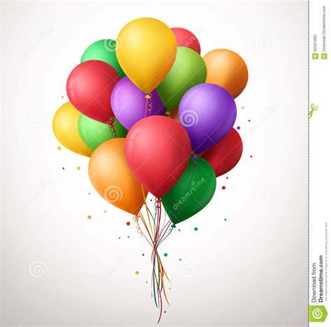 colorful bunch  birthday balloons flying  party  celebrations stock vector