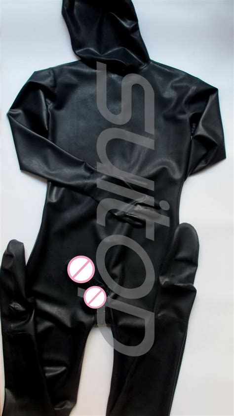 latex full body catsuit with sexy hoodandsocksandgloves open nose and mouth