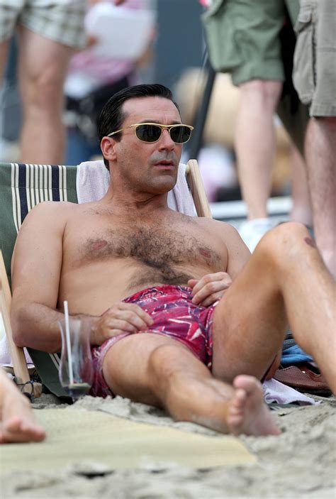 jon hamm in a swimsuit shooting scenes for mad men season 6 in