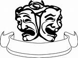 Drama Mask Clip Masks Clipart Theater Transparent Drawing Theatre Tragedy Comedy Faces Acting Illustration Background Cliparts Face Vector Curtains Class sketch template