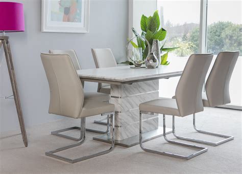 extending white grey marble effect dining table sets homegenies