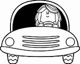 Coloring Driving Car Girl Wecoloringpage sketch template