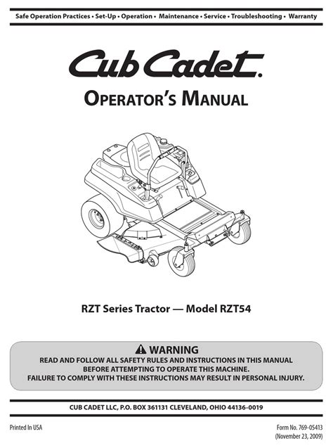 owners manual cub cadet