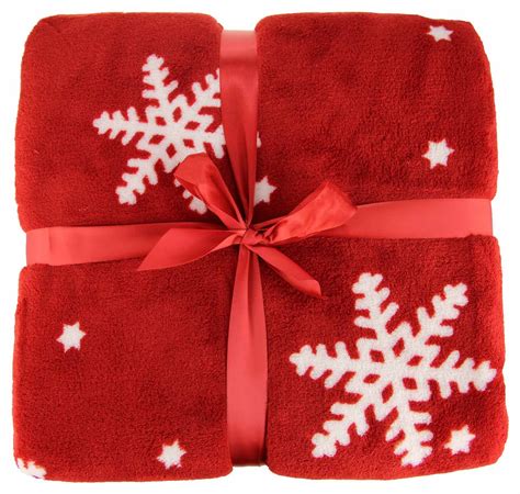 christmas throw blanket festive fleece plush  cosy snowflake nordic