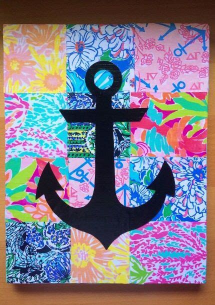 Anchor On Mod Podged Lilly Print On Canvas Delta Gamma