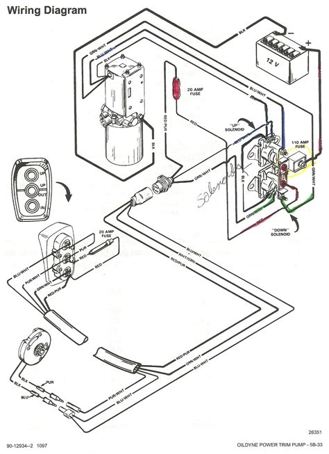 wiring diagram   button single solenoid trim pump  mercruiser