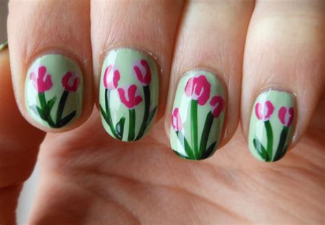 holy grail nails   easy spring tulip nails
