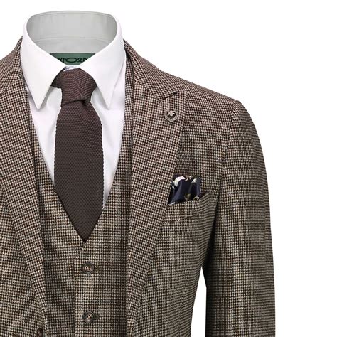 mens houndstooth  piece suit classic  retro gatsby smart tailor fit jacket ebay