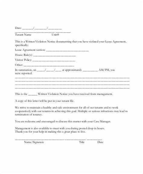 sample letter  tenant  document template