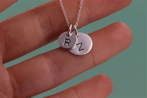 sterling silver two initial nameplates pendant love necklace etsy
