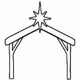 Stable Nativity Manger Northpolechristmas Outlines sketch template