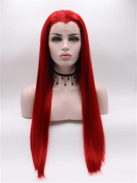 Venetian Red Long Straight Lace Front Wig Synthetic Wigs Babalahair