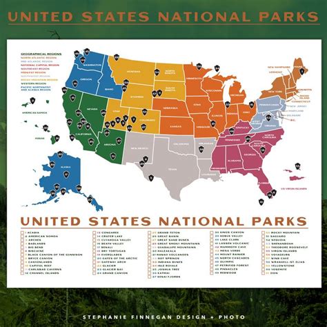 printable  national parks map printable map   united states