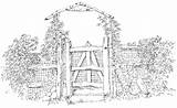 Gate Garden Drawing Paintingvalley sketch template