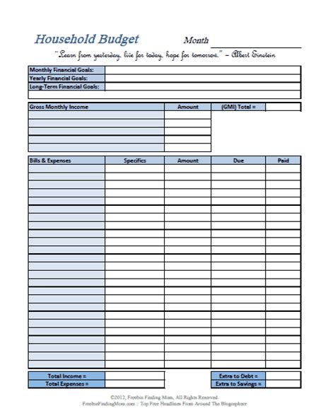 budgeting worksheets printable