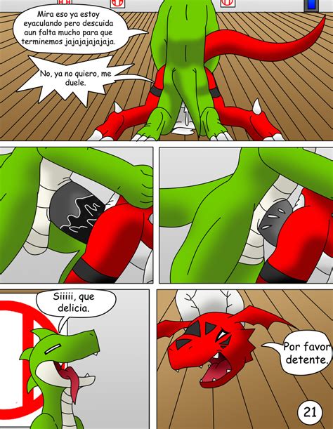 Rule 34 Comic Crocodile Digimon Dragon Forced Gag Gay Guilmon Karate