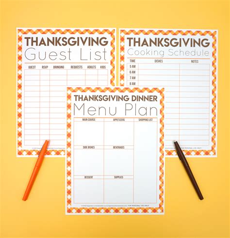 thanksgiving printables menu planner guest list