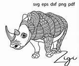 Mandala Rhino sketch template