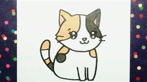 draw cute calico cat easy youtube