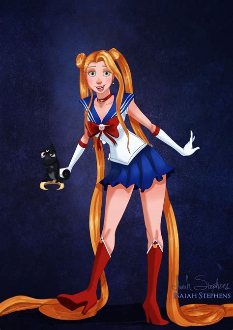 Rapunzel As Sailor Moon Disney Princess Art Popsugar Love And Sex