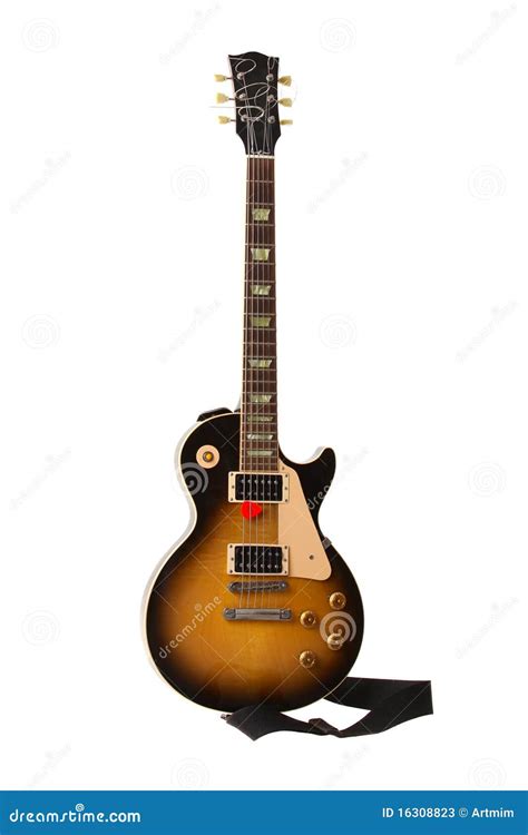 beautiful sunburst electric guitar stock  image