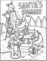 Coloring Santa Christmas Pages Summer July Printable Sheets Fun Color Activities Activity Kids Printables Print Printout Colorings Summertime Tropical Games sketch template