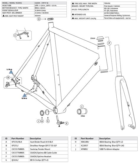 cannondale caadx  parts list  exploded diagram cannondalesparescom