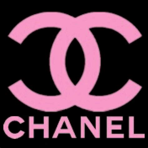 logo  chanel  shown  pink   black background  white