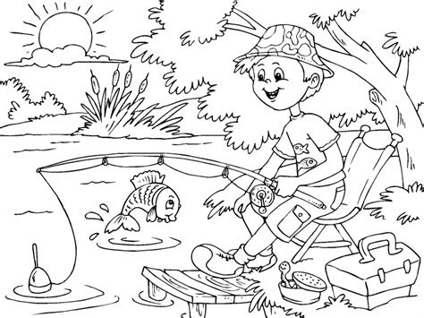 fishing coloring page coloring pages