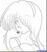 Coloring Anime Pages Sad Girl Getcolorings sketch template
