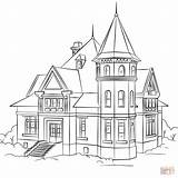 Coloring Pages Mansions Colouring Printable House Outline Victorian Popular sketch template