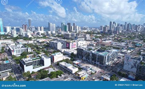 drone footage  wynwood  downtown miami stock footage video  district buildings
