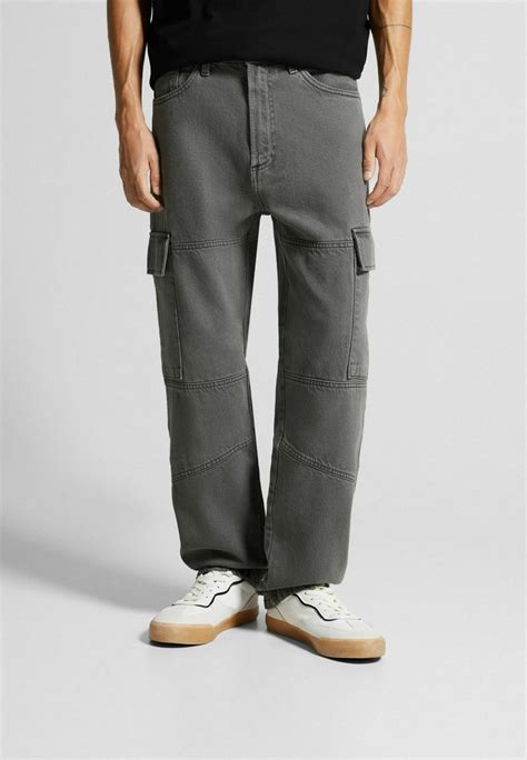 bershka jeans relaxed fit mottled dark greymorkegrameleret zalandodk