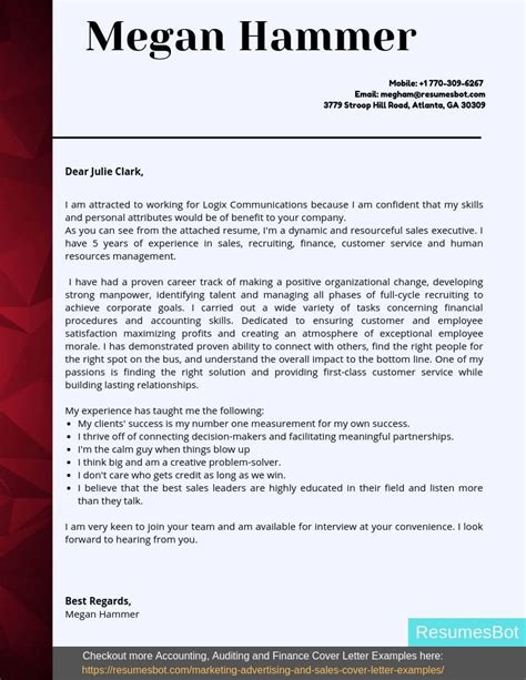 account executive cover letter samples examples  rb