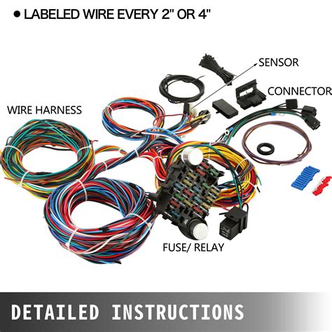 vevor  circuit wiring harness kit long wires wiring harness  standard color wiring harness