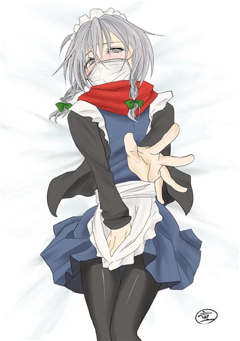 safebooru 1girl bed sheet black legwear blush dakimakura embarrassed