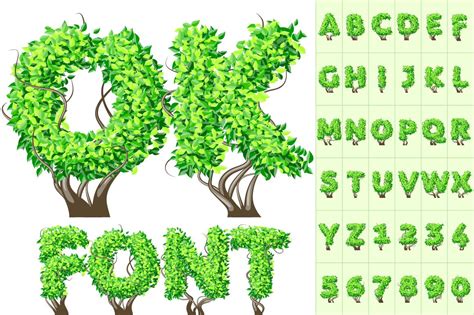 detailed tree alphabet graphic objects creative market